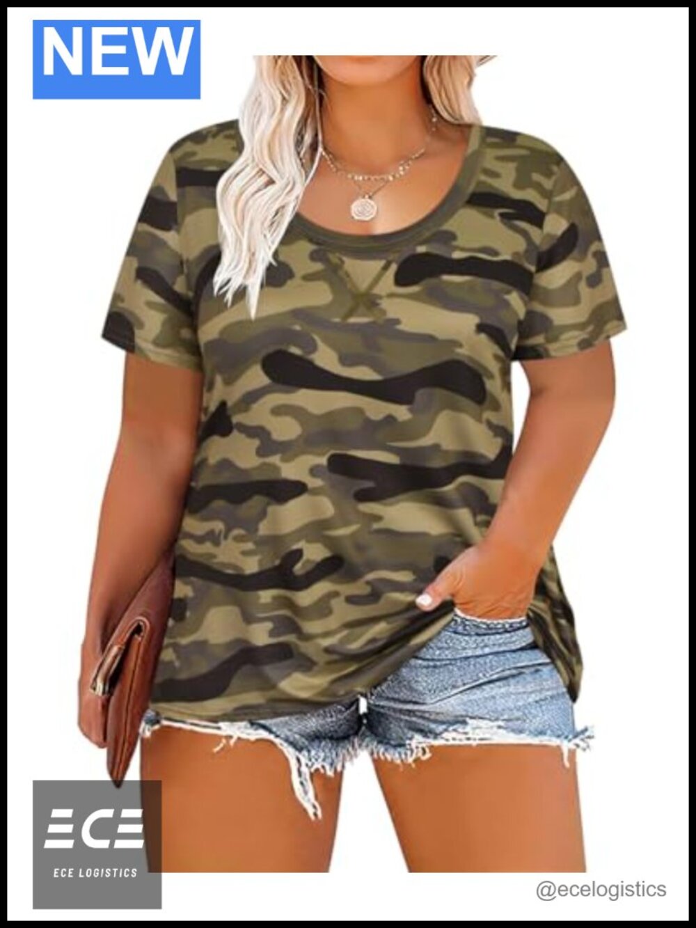 Plus Size Tunic Top Short Sleeve Crewneck Pullover